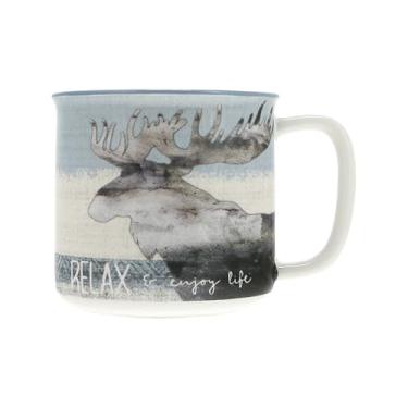 Imagem de Pavilion - Relax & Enjoy - Caneca de café de 500 ml, xícara de chá, floresta, caminhadas, acampamento, alce, cabana, bosque, presente ao ar livre