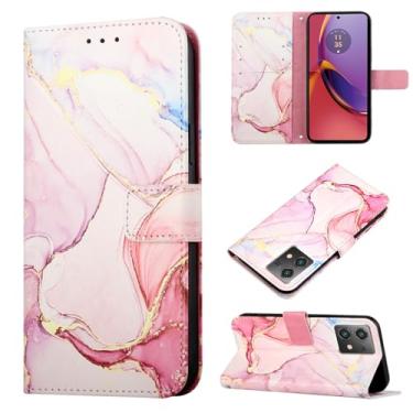 Imagem de Dinglijia Capa para Motorola G84, capa tipo carteira de couro PU com estampa de mármore com suporte para cartão e coldre de telefone para mulheres para Moto G84, YBDLS ouro rosa
