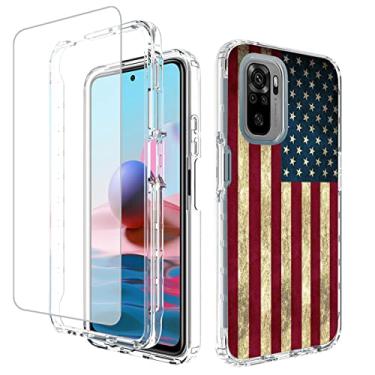 Imagem de Yodueiv Capa protetora para celular Redmi Note 10 (4G)/Note 10S M2101K7BG com protetor de tela de vidro temperado, capa protetora para celular com estampa floral transparente para Xiaomi Redmi Note