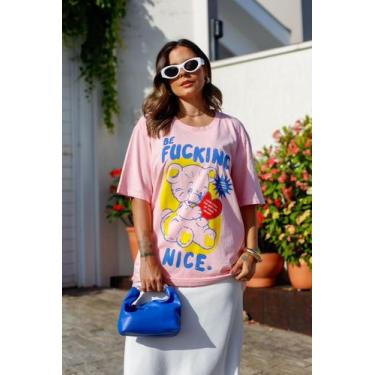 Imagem de Camiseta Estonada de Algodão Be Fucking Nice Queila - beach & country,