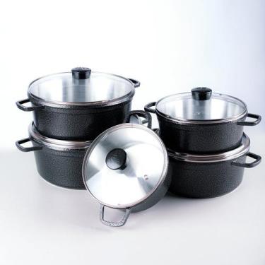 Imagem de Jogo De Panelas Cava 5 Peças Tampa De Vidro Craqueada