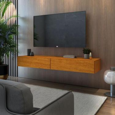 Imagem de rack home suspenso para sala de estar design clean moderna sem pés de 