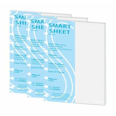 Imagem de Kit 3 Refil Caderno Inteligente 90g 100 Folha Pauta Branca M - Best