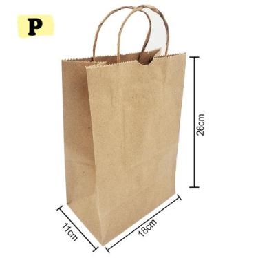 Imagem de 10 Sacolas de Papel Kraft Pardo Delivery C/ Alça (com TAG de agradecim