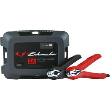Imagem de Schumacher Electric Carregador e mantenedor de bateria totalmente automático 2A 6V/12V - Carregamento inteligente em vários estágios com grampos de conexão rápida - Carregador de bateria de carro para