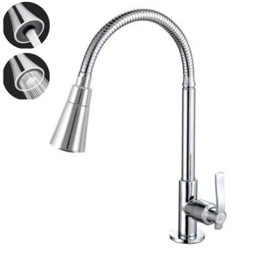 Imagem de Torneira Cozinha Pia Gourmet Mesa Flexível Em Metal Inox