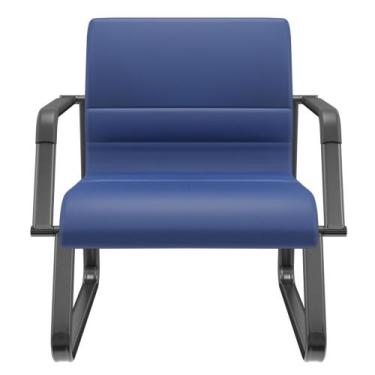 Imagem de Cadeira de Escritório Recepção com Braço Fixa Preta Lev P03 Vinil Azul