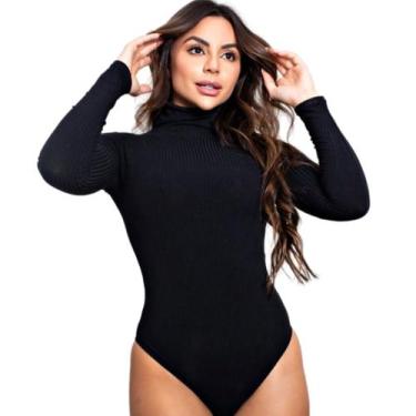 Imagem de Body Canelado Feminino Blusa Justa Malha Canelada Casual Confortável -