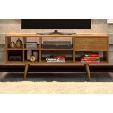 Imagem de Rack Bancada p/ TV até 50 Pol R1462 c/ 1 Gaveta e 7 Nichos 136cm Amênd