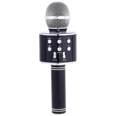 Imagem de Microfone Karaoke Portátil Bluetooth, 2 Alto-falantes, USB, WS-858, Bateria Recarregável, Rosa (PRETO)