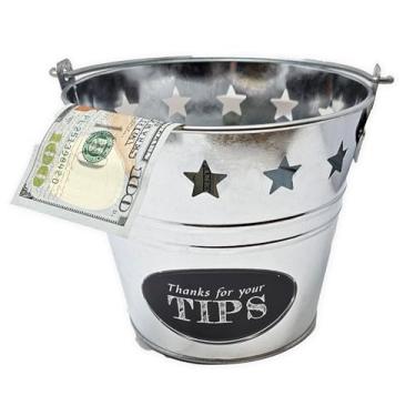 Imagem de Tip Bucket Metal com design de estrelas para bar, clube, músicos, bandas, artistas de rua | jarro de dinheiro de bartenders 15 cm de diâmetro x 14 cm de altura