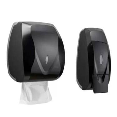Imagem de KIT 1 TOALHEIRO PREMISSE VELOX 2/3 DOBRAS DARK PRETO + 1 SABONETEIRA C