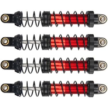 Imagem de Amortecedores ajustáveis de metal Vgoohobby 4 peças compatíveis com Axial SCX10 Traxxas TRX4 D90 90046 Redcat Gen7 1/10 RC Crawler Car (vermelho, 90 mm)