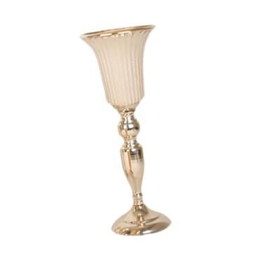 Imagem de Ｂｅｓｇａ Vaso de flores para casamento, suporte para velas, arranjo floral, suporte de flores de metal, castiçal para mesa, cerimônia, sala de estar, casa, Gold L 12cmx39cm
