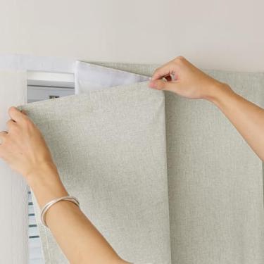 Imagem de Cortinas blackout 100% para quarto, cortinas coladas, persianas, sem perfuração, autoadesivas, sem haste, janelas pequenas, L 116 x C 192 cm, 1 painel, bege claro