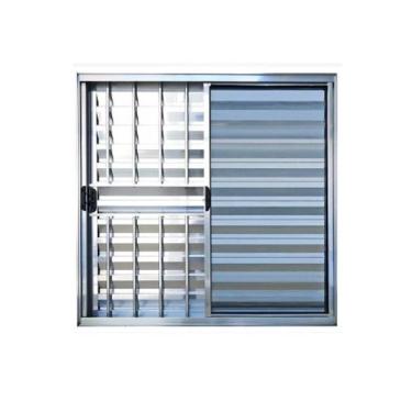 Imagem de Veneziana 100x120 3 Folhas c/Grade - Alumínio Brilhante - Linha 18 Modular 