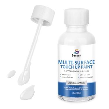 Imagem de Tinta branca multisuperfície semibrilho branco retoque pintura reparação para metal, parede, porta, armários, madeira, móveis, eletrodomésticos, metal, acrílico retoque caneta, esmalte 30 ml
