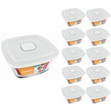 Imagem de Pote Vidro Marinex Quadrado Facilita Vap Com Tampa 1L 10Un - NADIR FIG