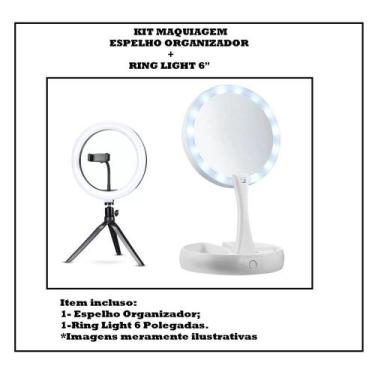 Imagem de Kit 2 Produtos - LED Ring Ligth 6 C/Suporte e tripe  + Espelho Organiz