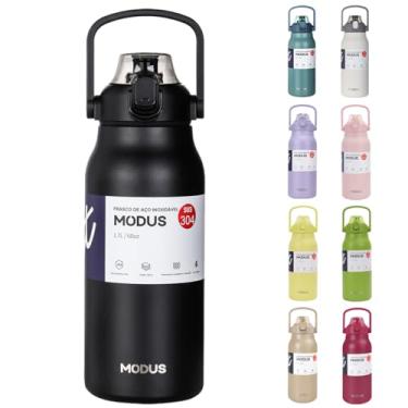 Imagem de Garrafa Térmica De Viagem Inox 1700ml Água Com Canudo, a Melhor Escolha para Presentes (Preto)