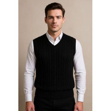 Imagem de Colete masculino trancado tricot la - Generica, Preto, u