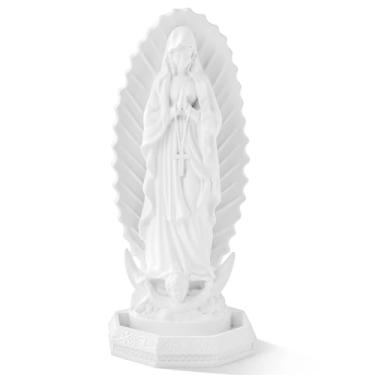 Imagem de GioXtra Porta-terço Estátua da Virgem Maria – 18 cm Nossa Senhora de Guadalupe Sagrada Escultura Relíquia Maria Orando Mãe Figura Resina Mesa Lembrança Religiosa Presente Católico para Mulheres