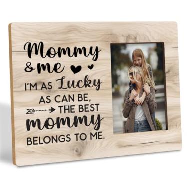 Imagem de Porta-retrato Mommy and Me, presentes para mães de filha e filho, presente de dia das mães, moldura rústica de madeira natural, presentes de primeira viagem para mulheres, 20 x 25 cm, moldura de