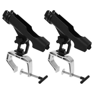 Imagem de KHZSPP 2 suportes de vara de pesca para barcos, suportes ajustáveis de 360 graus, alumínio com suporte dobrável de braçadeira grande, fácil instalação, presentes de pesca para homens