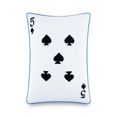 Imagem de Kate Spade New York Almofada decorativa reversível 5 de espadas, almofada de 35,5 x 50,8 cm para cama ou sofá, capa de algodão, preto, branco, azul e verde, 35,5 x 20, multi