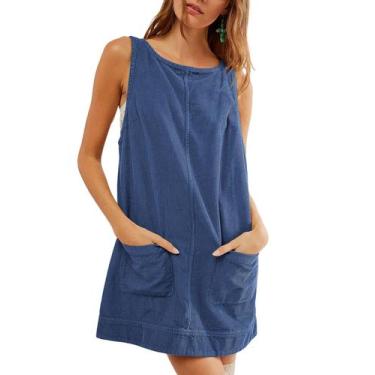 Imagem de Vestido geral Hooever Corduroy feminino Dustyblue tamanho GG