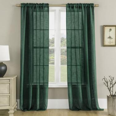 Imagem de Cortinas SHINELAND, verde esmeralda, linho sintético, 213 cm, 2 painéi