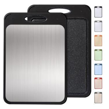 Imagem de Tábua de corte Socisen 2 em 1 de aço inoxidável com alça