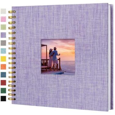 Imagem de Álbum de fotos para álbum de recortes Hiwhy, capa de linho 25x25cm com