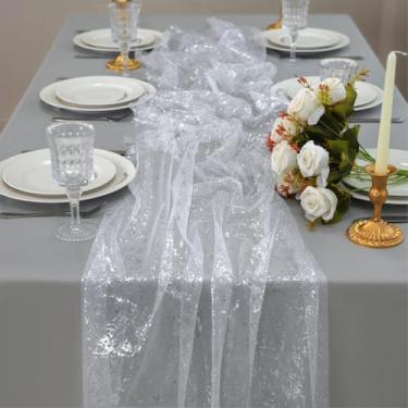 Imagem de Table Runner Snowkingdom, 3 peças, 70 x 305 cm, prata e glitter