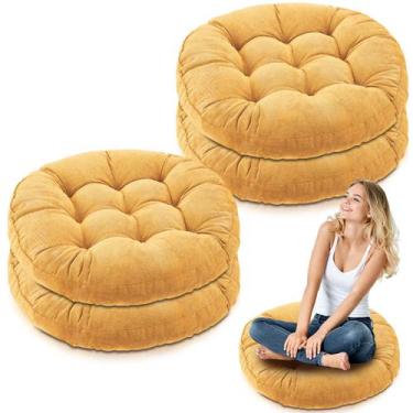 Imagem de Almofadas de chão Jerify Round Square 55x55cm amarelas 4 unidades