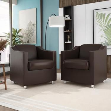 Imagem de Kit 2 Poltronas para Recepção Consultorio Médico – Balaqui Cor:marrom