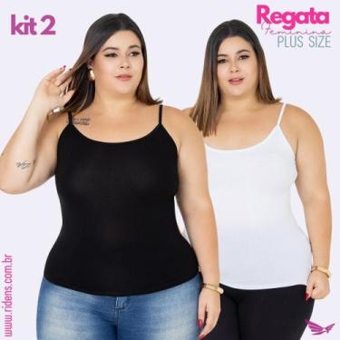 Imagem de Kit 2 Camiseta Regata Feminina Plus Size Tecido Premium De Alta Qualid