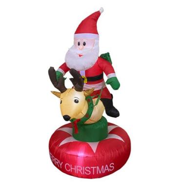 Imagem de Boneco Inflavel de Natal Papai Noel Rena Natalino Gigante Decoraçao Lo