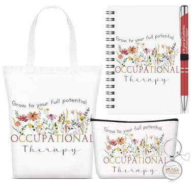 Imagem de Watersay 5 peças de presentes de terapia ocupacional, bolsa de cosméticos, bolsa de lona, caderno de bobina, caneta esferográfica e chaveiro para mulheres, escritório, escola, formatura, advogada