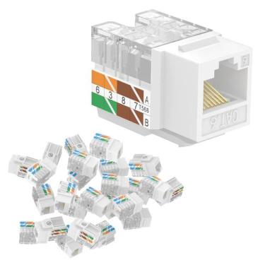 Imagem de Keystone Jacks VCELINK RJ45 Cat6, 90 graus, pacote com 10, branco