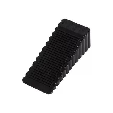 Imagem de 2 batentes de porta pretos cunha - anticolisão para fundo flexível com fácil colocação, batentes de porta empilháveis antiderrapantes para interior sem arranhões para azulejos