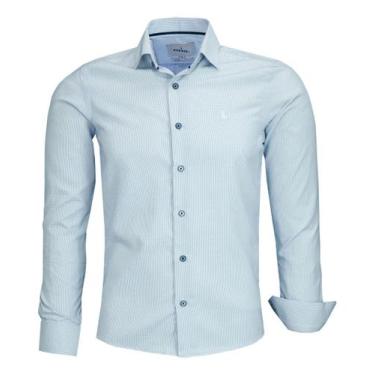 Imagem de Camisa Social Amil Masculina Manga longa Slim Micro Estampa 1874, Bran