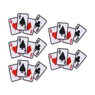 Imagem de 5 peças remendo de roupas poker ace aplique de ferro para cartão de jogo faça você mesmo camiseta adesivo de tecido