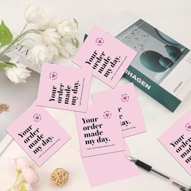 Imagem de Pacote com 50 cartões de agradecimento de 8,9 x 7,6 cm pequeno cartão de agradecimento, notas de agradecimento, cartões de visita, cartões de felicitações para presente (rosa)