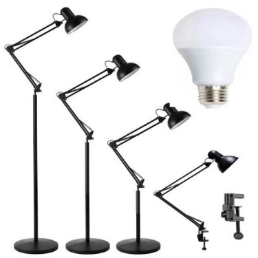 Imagem de Luminária Piso Chão 1,90m Articulada Abajur Gimpo 930B + 1 Lâmpada LED