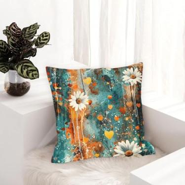 Imagem de Conjunto de 1 capa de almofada decorativa de flores, capa de almofada quadrada para sofá, sala de estar, quarto, decoração de casa, 46 x 46 cm, A46