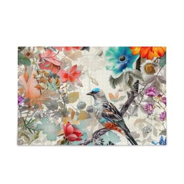 Imagem de WELLDAY Quebra-cabeça flor com pássaros coloridos 1000 peças grande jogo de arte para adultos adolescentes