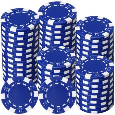 Imagem de LaRandom 100 peças de fichas de pôquer de 11,5 gramas ABS Monte Carlo, marcadores de fichas de bingo de 40 mm em branco para Blackjack e jogos de pôquer noturno de cartas (azul escuro)