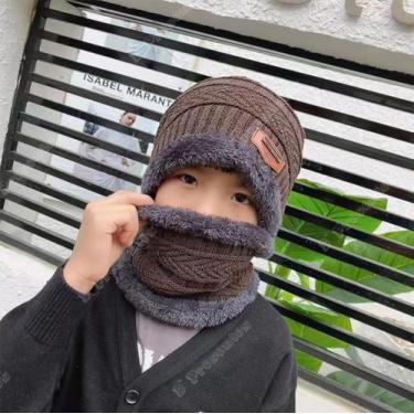 Imagem de Kit De Touca Infantil Forrada Lã + Cachecol Veludo Inverno - Sport, In