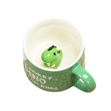 Imagem de Kengege Copo de cerâmica de dinossauro oculto 3D animal dentro caneca para chá leite café perfeita para decorações infantis melhor copo de escritório 350 ml
